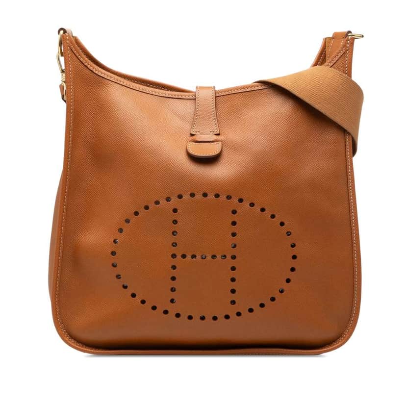 Hermès Courchevel Evelyne GM Brown Leather Good condition - Front View
