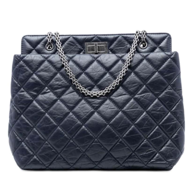 Chanel Quilted Aged Calfskin Reissue 2.55 Tote Blue Leather Good condition - Front View