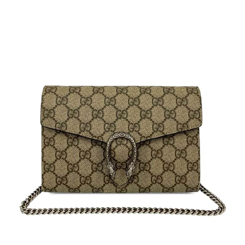 Gucci GG Supreme Dionysus Wallet on Chain Beige Canvas Very good condition - Front View
