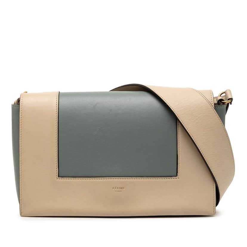 Celine Leather Frame Shoulder Bag Blue Leather Good condition - Front View