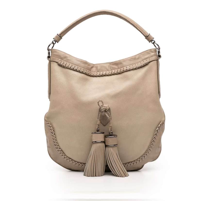 Burberry Leather Tassel Hobo Bag Beige Leather Good condition - Front View