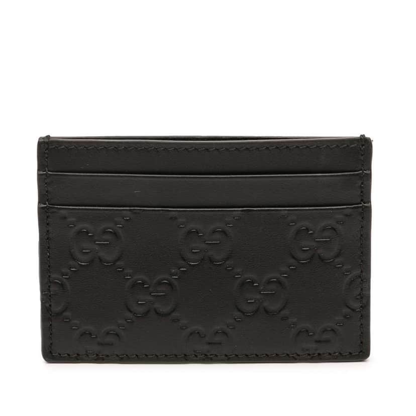 Gucci Guccissima Card Holder Black Leather Never worn - Front View