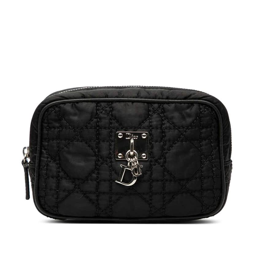 Dior Nylon Cannage Charm Trousse Cosmetic Bag Black Very good condition - Front View