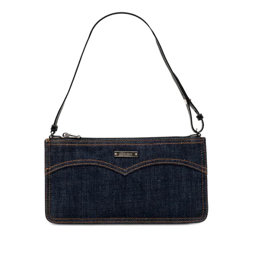 Miu Miu Denim Shoulder Bag Blue Denim Good condition - Front View