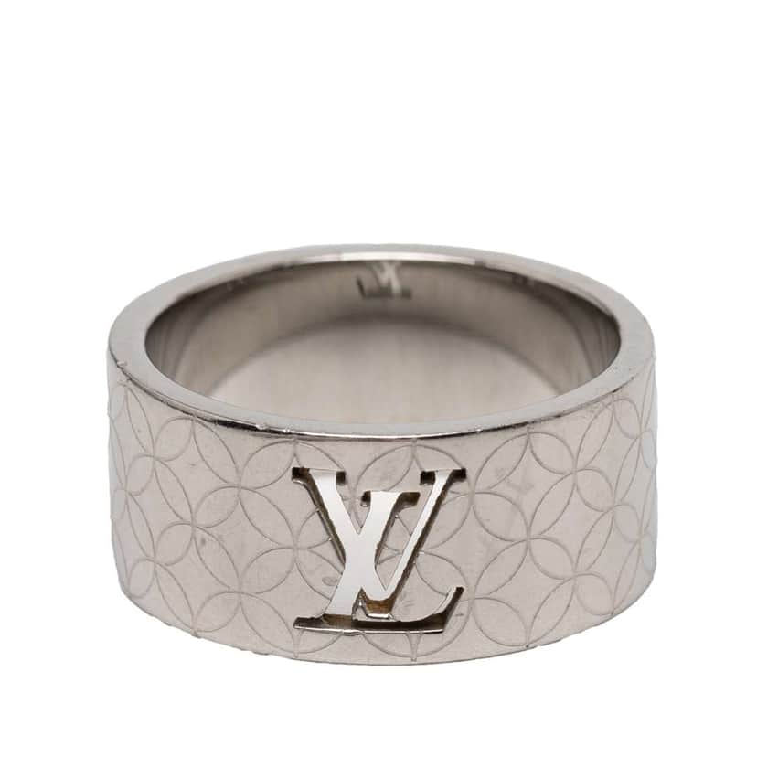 Louis Vuitton Stainless Steel LV Champs Elysees Ring L Silver Stainless steel Good condition - Front View