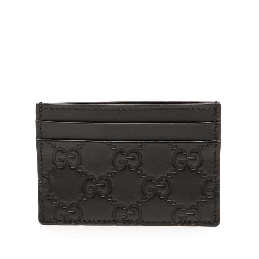 Gucci Guccissima Card Holder Black Leather Good condition - Front View