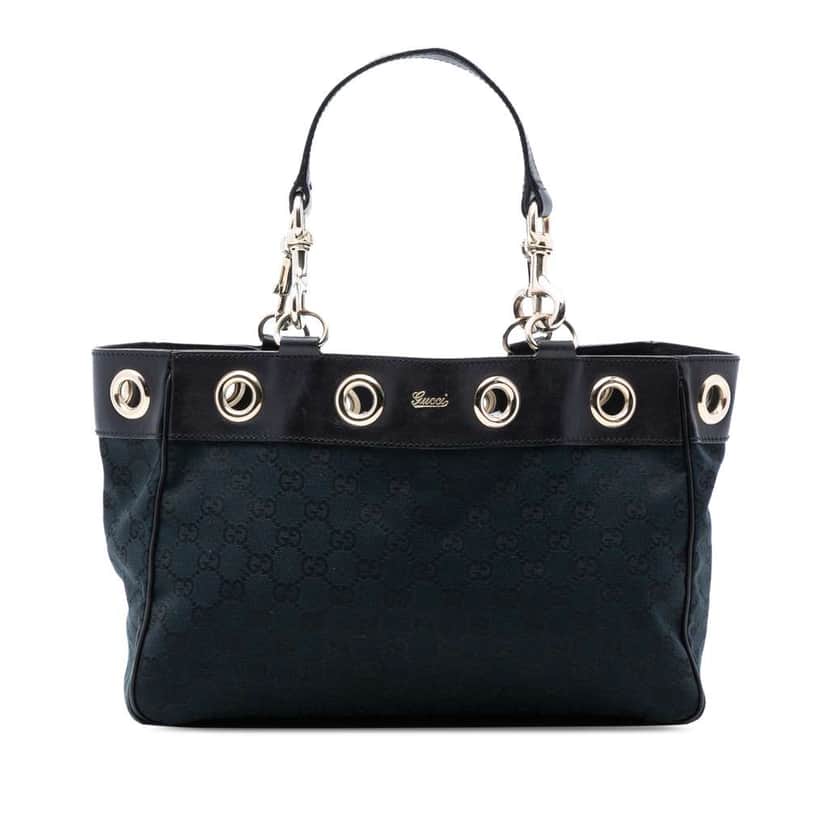 Gucci Medium GG Canvas Positano Tote Black Canvas Good condition - Front View