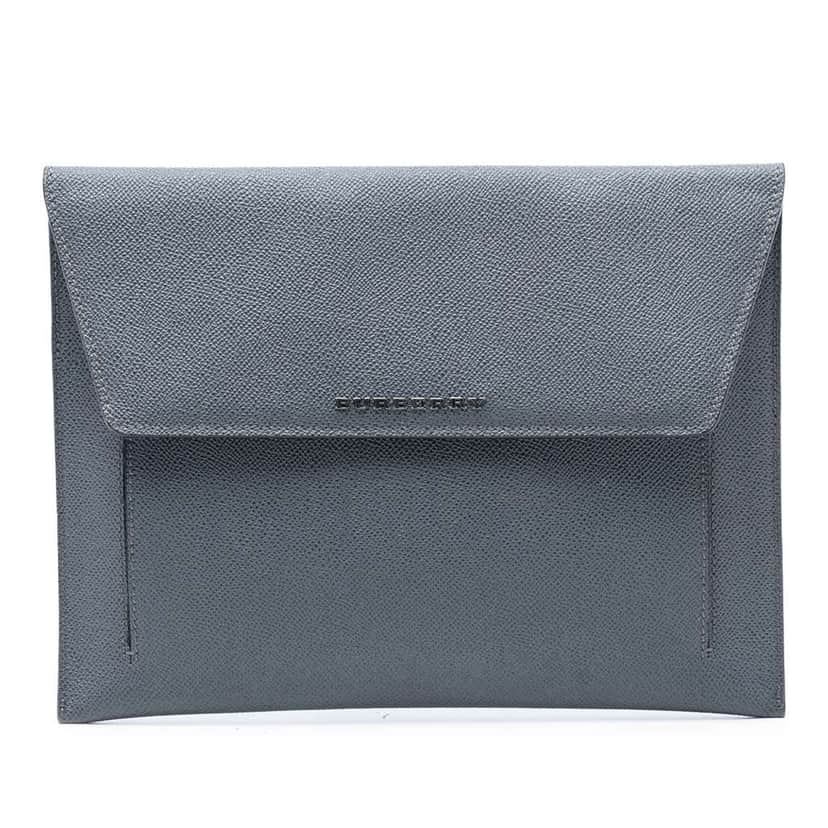 Burberry Leather iPad Case Grey Leather Good condition - Front View