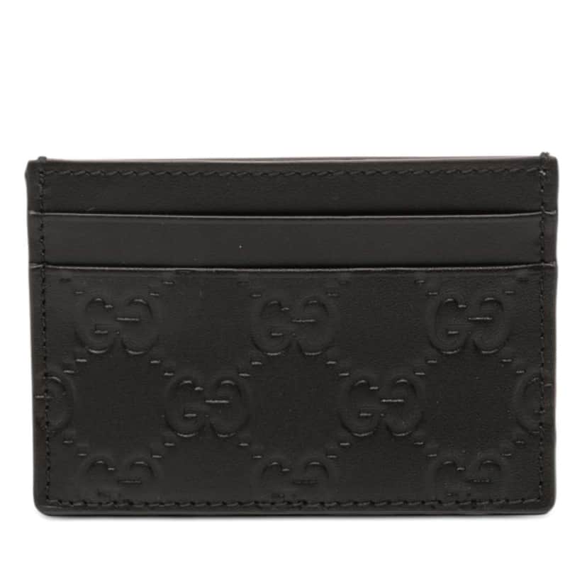 Gucci Guccissima Card Holder Black Leather Very good condition - Front View