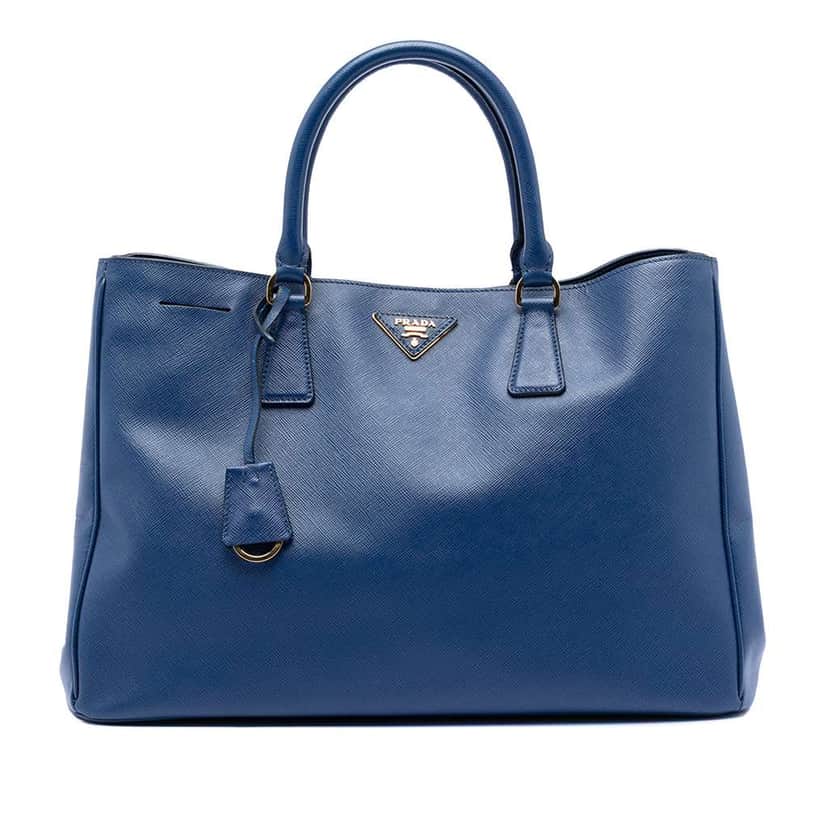 Prada Large Saffiano Lux Galleria Satchel Blue Leather Good condition - Front View