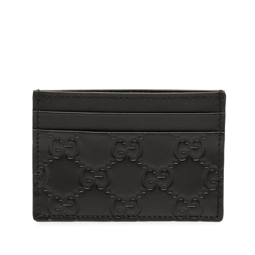 Gucci Guccissima Card Holder Black Leather Good condition - Front View