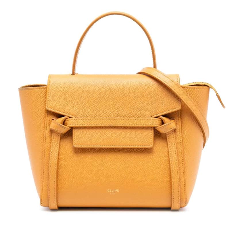 Celine Nano Grained Calfskin Belt Bag Yellow Leather Very good condition - Front View
