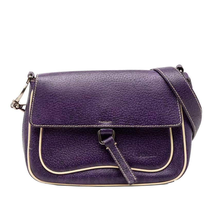 Prada Cinghiale Flap Shoulder Bag Purple Leather Good condition - Front View