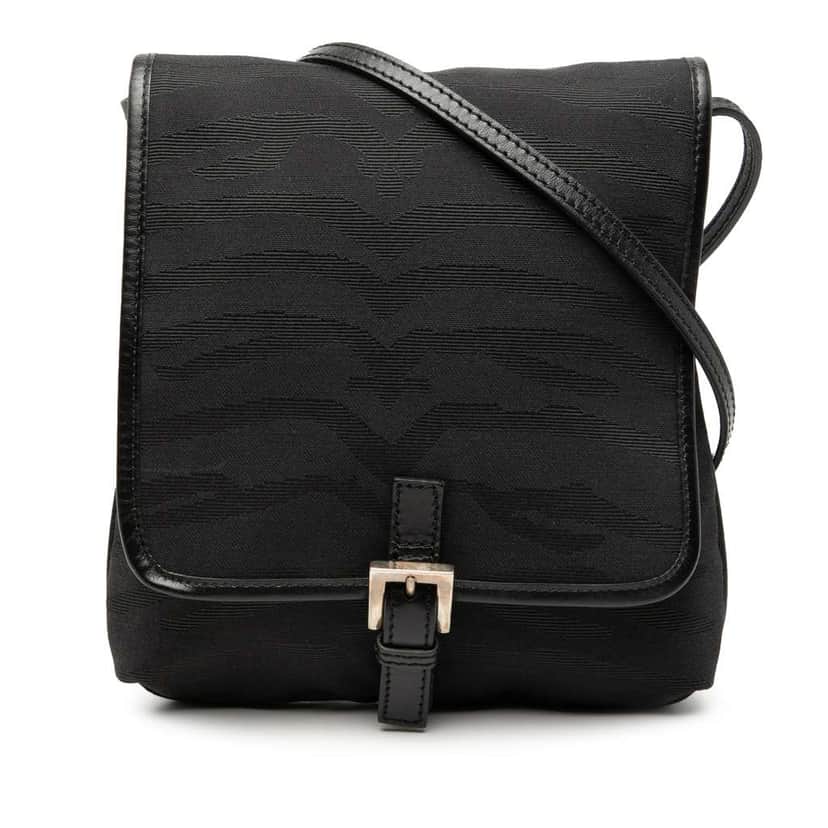 Fendi Zebra Printed Canvas Crossbody Black Canvas Very good condition - Front View