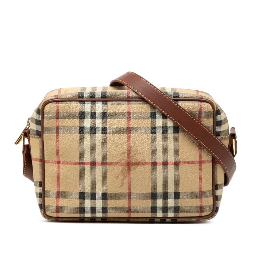 Burberry Haymarket Check Coated Canvas Crossbody Beige Good condition - Front View