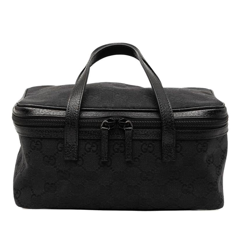 Gucci GG Canvas Vanity Bag Black Canvas Good condition - Front View