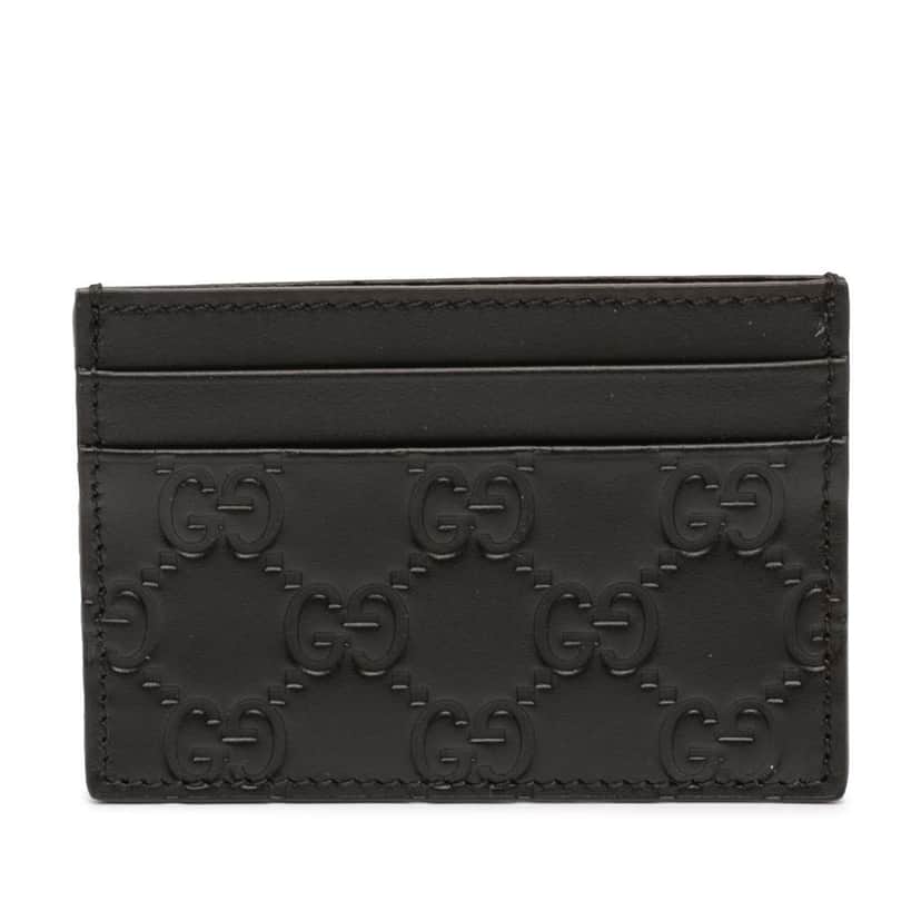 Gucci Guccissima Card Holder Black Leather Very good condition - Front View