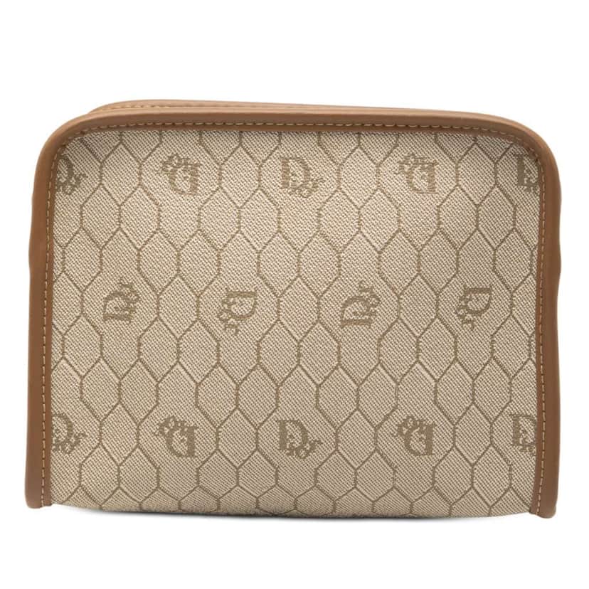 Dior Honeycomb Coated Canvas Pouch Beige Good condition - Front View