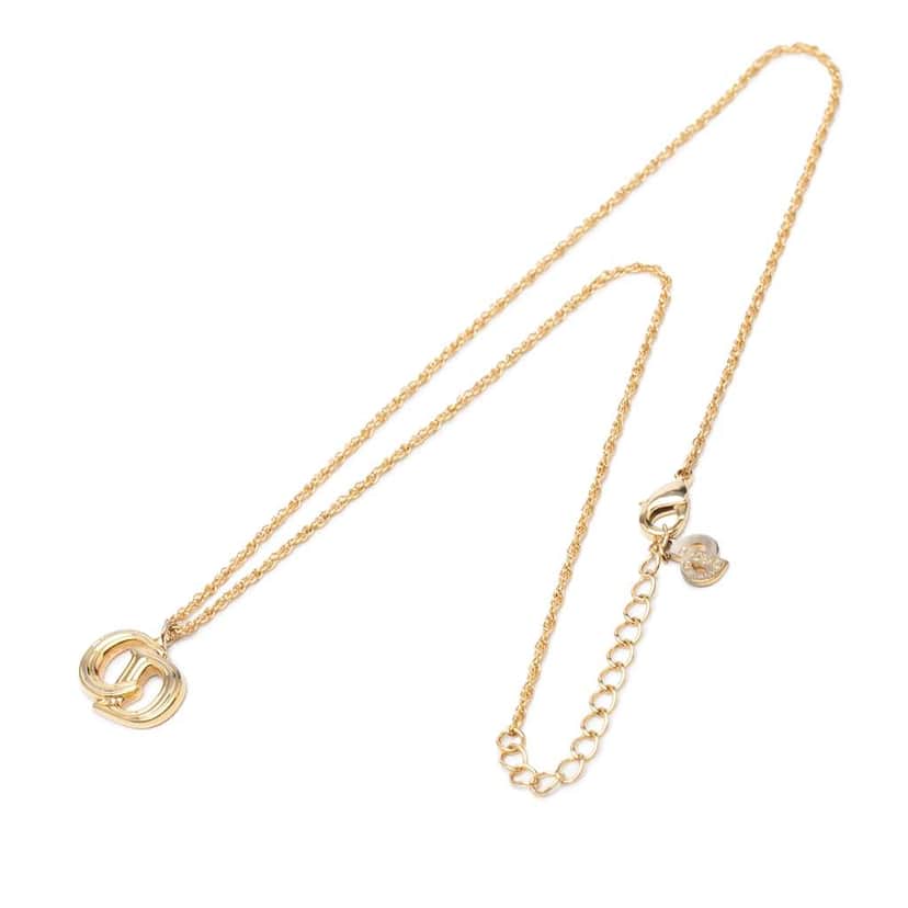 Dior Gold Plated CD Logo Pendant Necklace Gold Metal Good condition - Front View