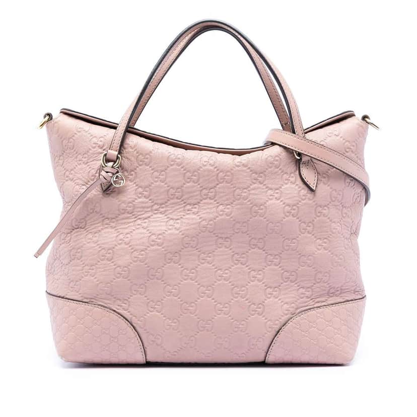 Gucci Medium Guccissima Bree Fold Over Tote Pink Leather Good condition - Front View