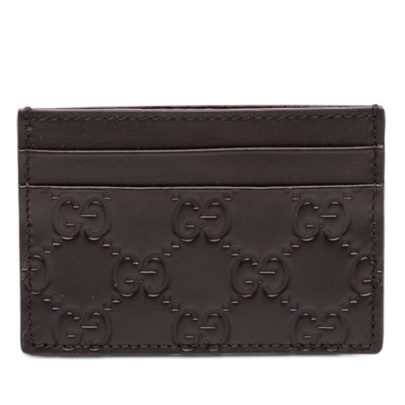 Gucci Guccissima Card Holder Black Leather Never worn - Front View