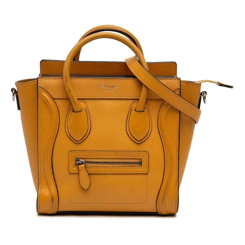 Celine Nano Leather Luggage Tote Yellow Leather Fair condition - Front View