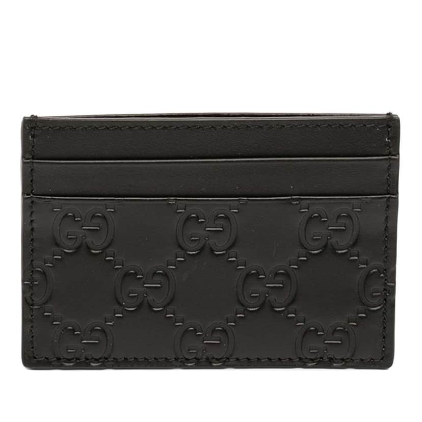 Gucci Guccissima Card Holder Black Leather Good condition - Front View