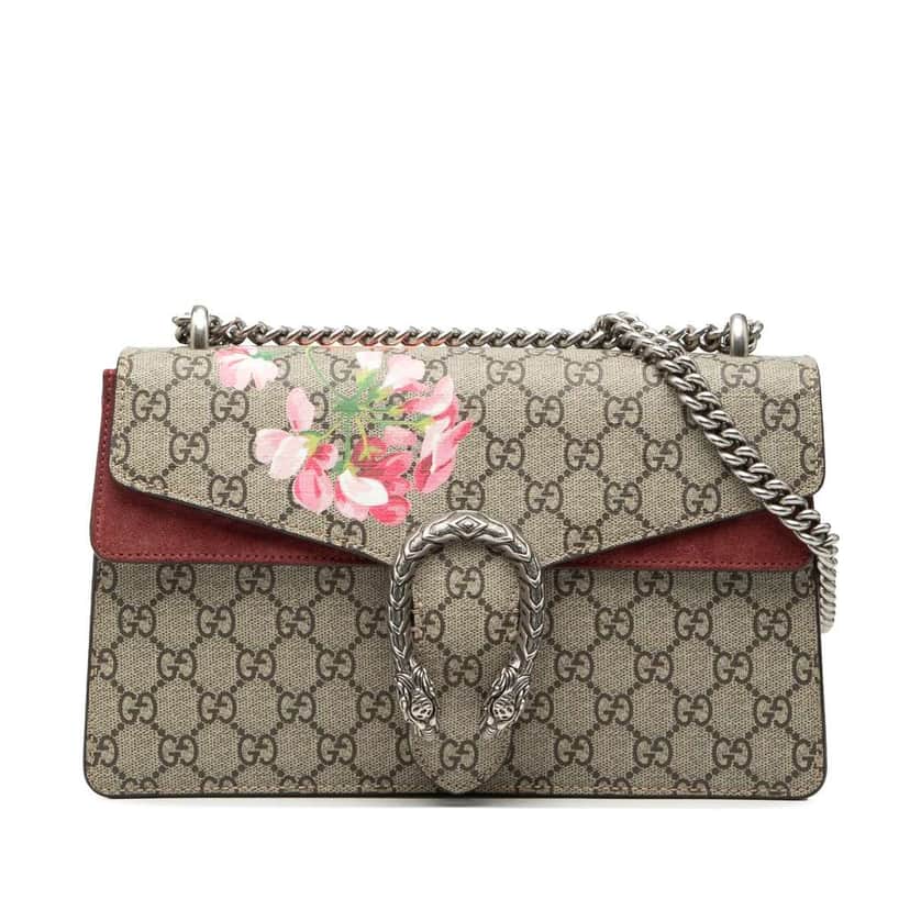 Gucci Medium GG Supreme Blooms Dionysus Shoulder Bag Beige Very good condition - Front View