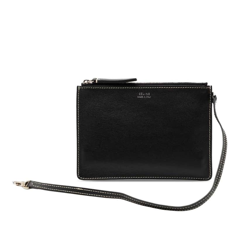 Celine Leather Clutch Black Leather Good condition - Front View