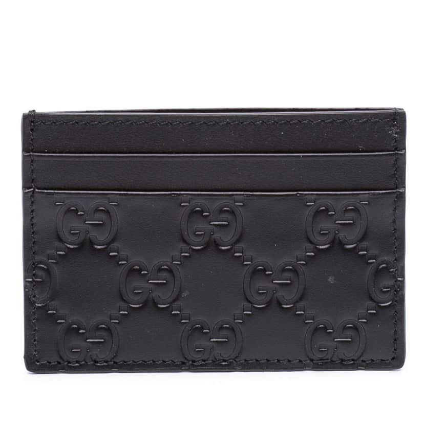 Gucci Guccissima Card Holder Black Leather Good condition - Front View