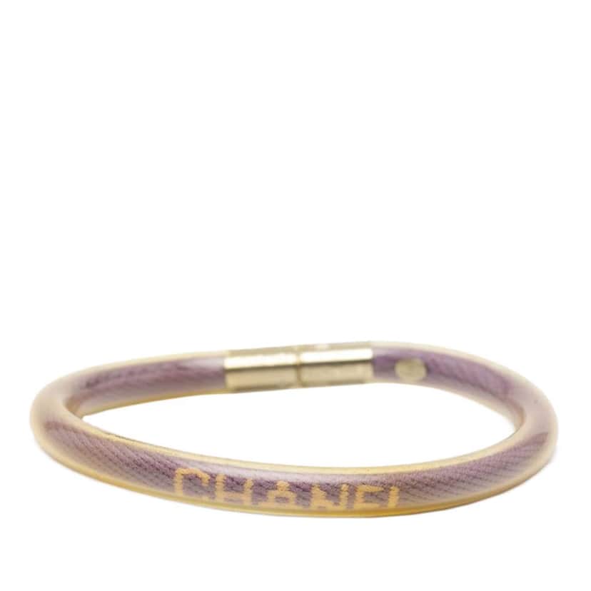 Chanel Vinyl Plated Sport Line Logo Tube Bracelet Purple Good condition - Front View