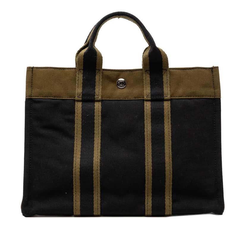 Hermès Bicolor Canvas Fourre Tout PM Black Canvas Good condition - Front View