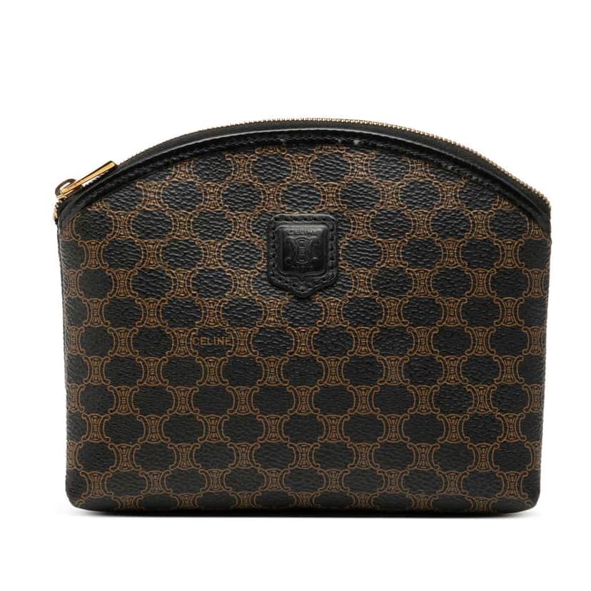 Celine Macadam Coated Canvas Pouch Black Canvas Good condition - Front View