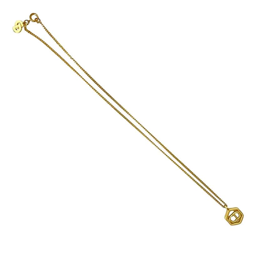 Dior Gold Plated CD Logo Pendant Necklace Gold Metal Good condition - Front View