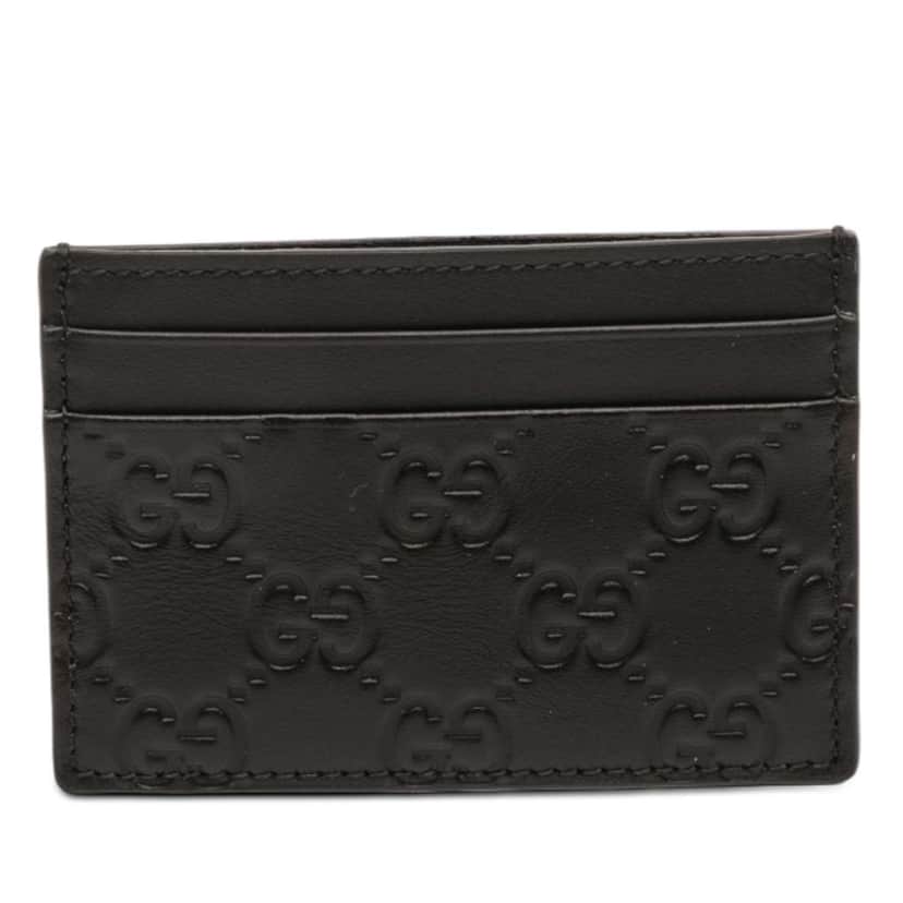 Gucci Guccissima Card Holder Black Leather Good condition - Front View