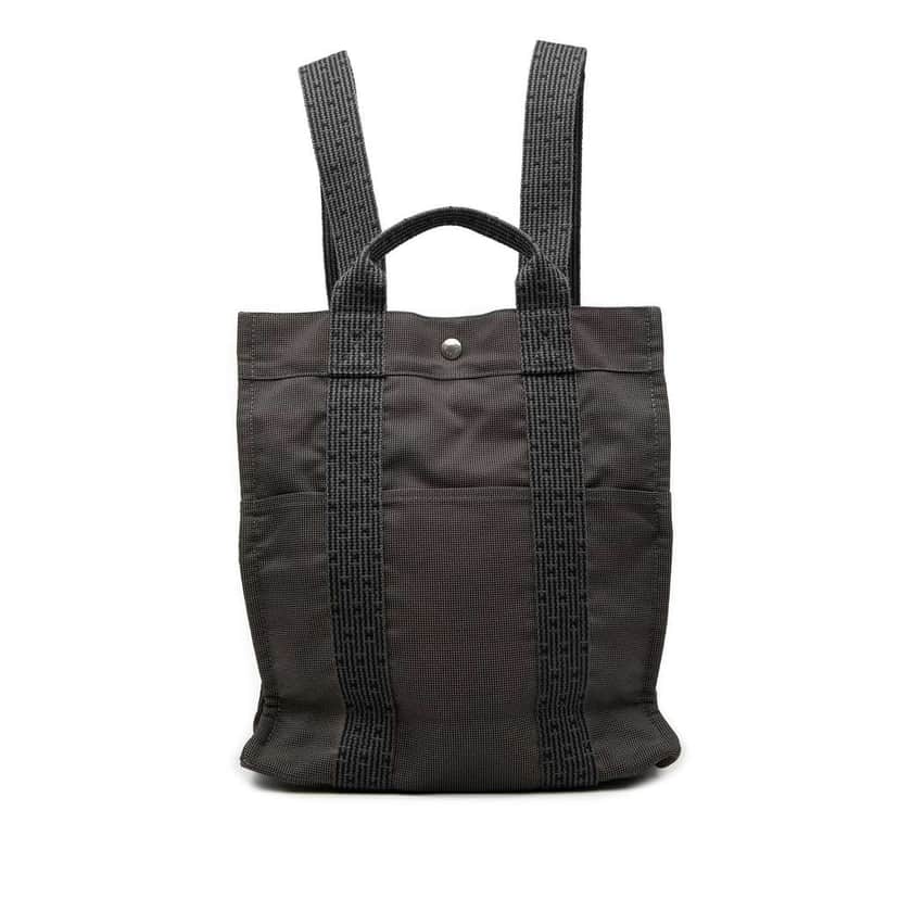 Hermès Canvas Herline Backpack MM Grey Canvas Good condition - Front View