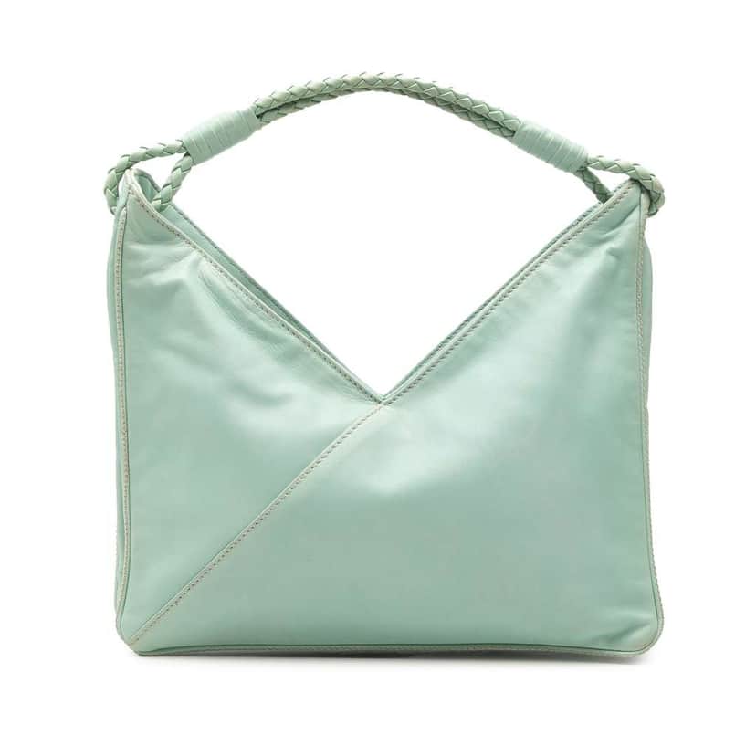 Bottega Veneta Nappa Deep V Hobo Green Leather Good condition - Front View