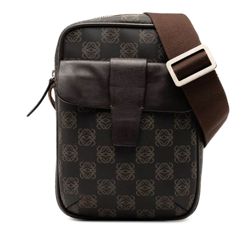 Loewe Anagram Coated Canvas Crossbody Brown Canvas Good condition - Front View