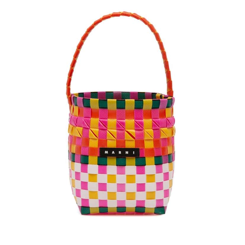 Marni Woven Plastic Basket Bag Pink Very good condition - Front View