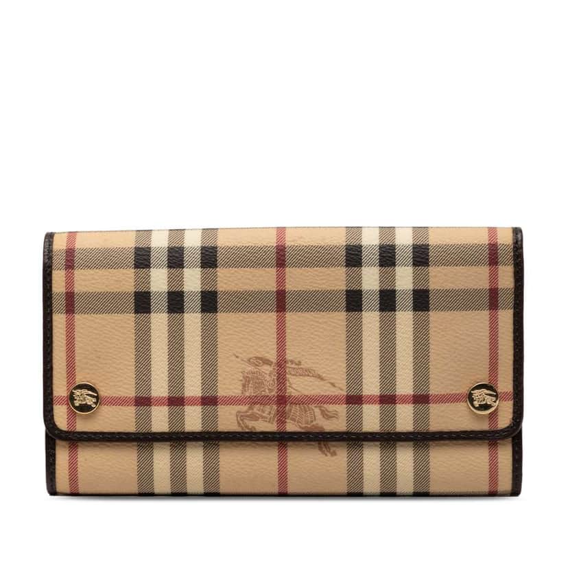 Burberry Haymarket Check Coated Canvas Continental Wallet Beige Good condition - Front View