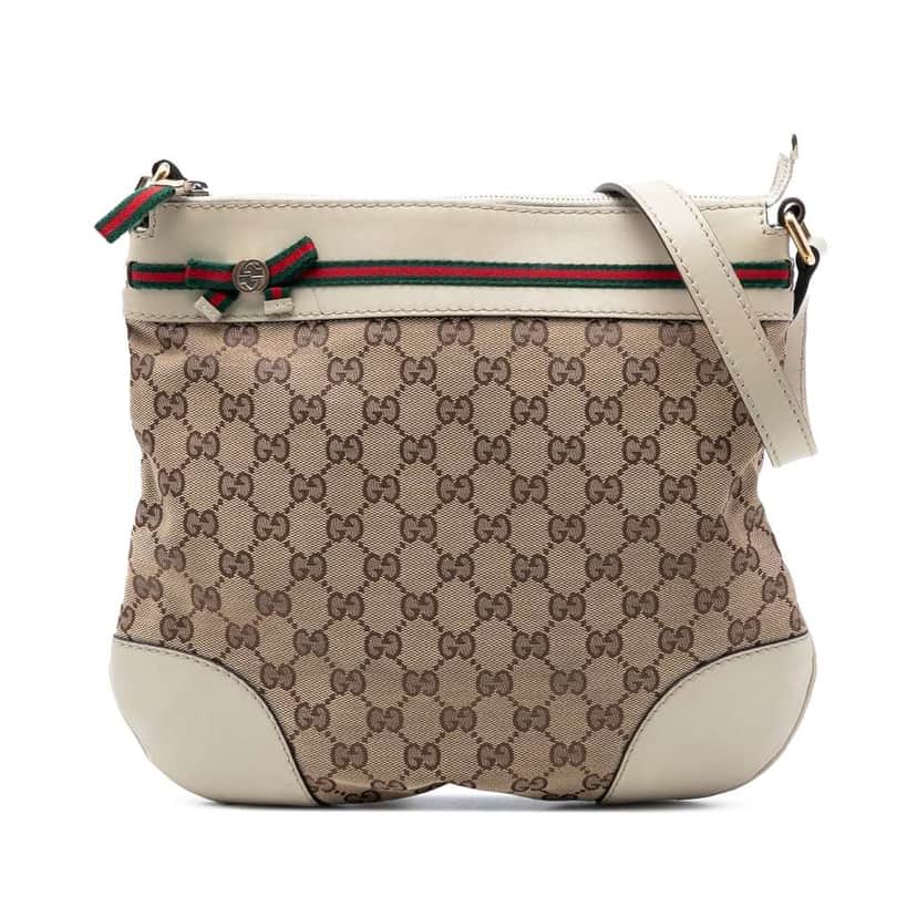 Gucci GG Canvas Web Mayfair Crossbody Beige Good condition - Front View