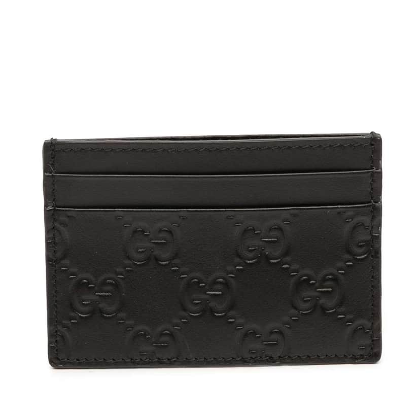 Gucci Guccissima Card Holder Black Leather Good condition - Front View