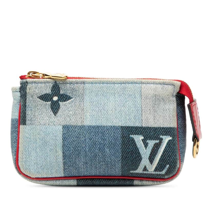 Louis Vuitton Micro Monogram Denim Patchwork Pochette Accessoires Blue Denim Good condition - Front View