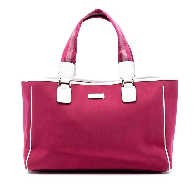 Gucci Canvas Web Tote Pink Canvas Good condition - Front View