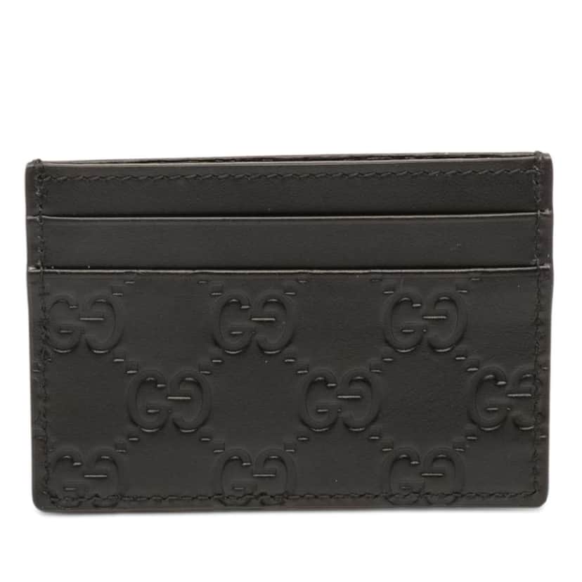 Gucci Guccissima Card Holder Black Leather Very good condition - Front View