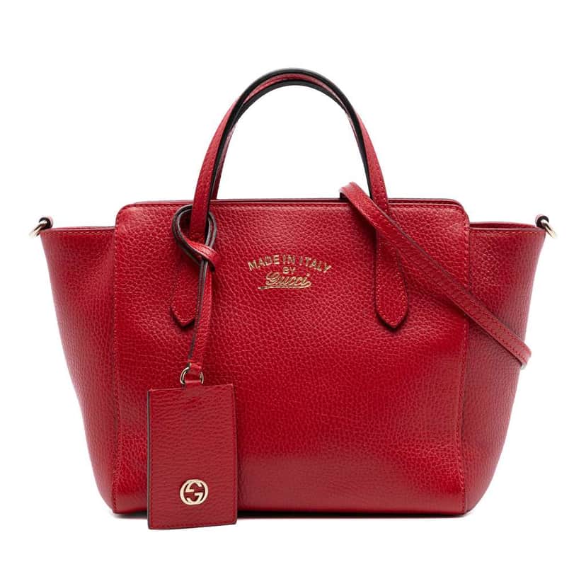 Gucci Mini Leather Swing Satchel Red Leather Very good condition - Front View