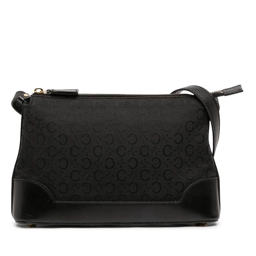 Celine C Macadam Canvas Shoulder Bag Black Canvas Very good condition - Front View