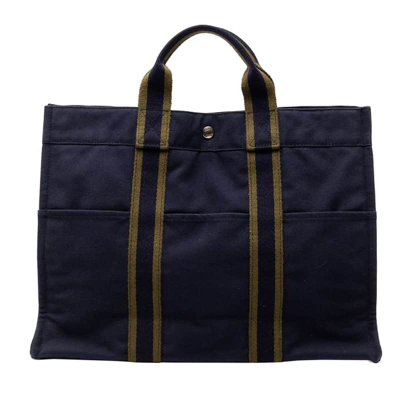 Hermès Canvas Fourre Tout MM Blue Canvas Very good condition - Front View