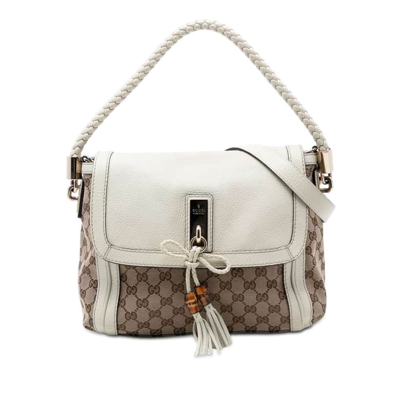 Gucci GG Canvas Bella Flap Satchel Beige Very good condition - Front View