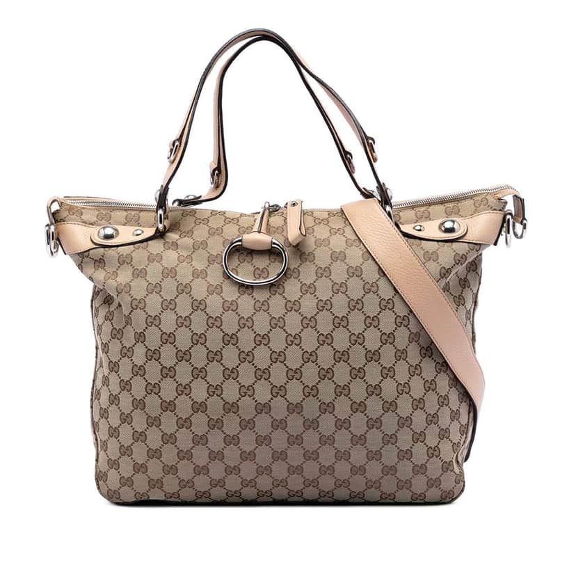 Gucci Large GG Canvas Icon Bit Satchel Beige Very good condition - Front View